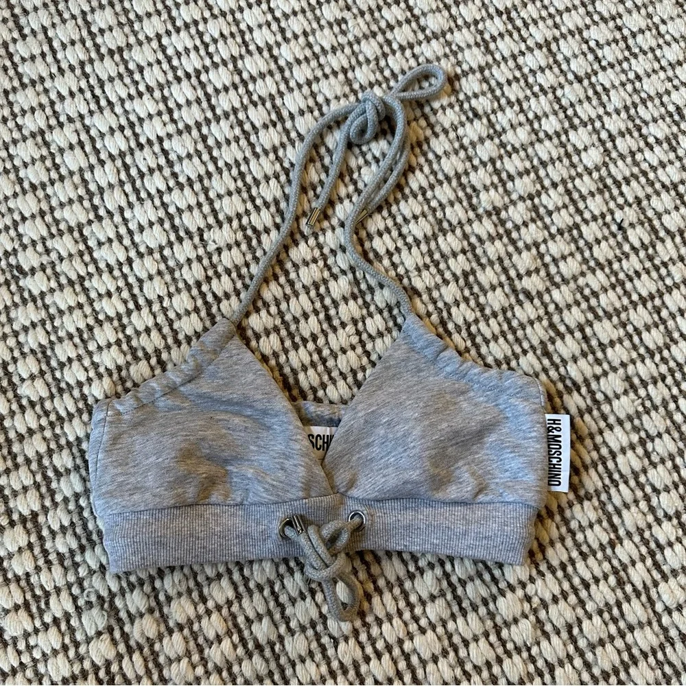 NWOT Moschino Grey Cotton Halter Bralette - Picture 2 of 4